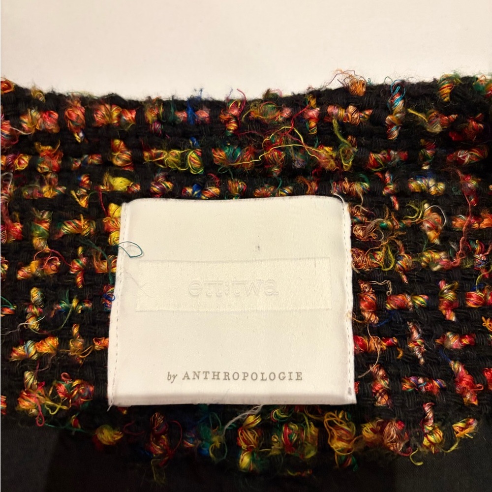 Anthropologie Ett:Twa Tweed Berwyn Rainbow Coat Handmade Frayed Jacket size XS - Picture 11 of 14